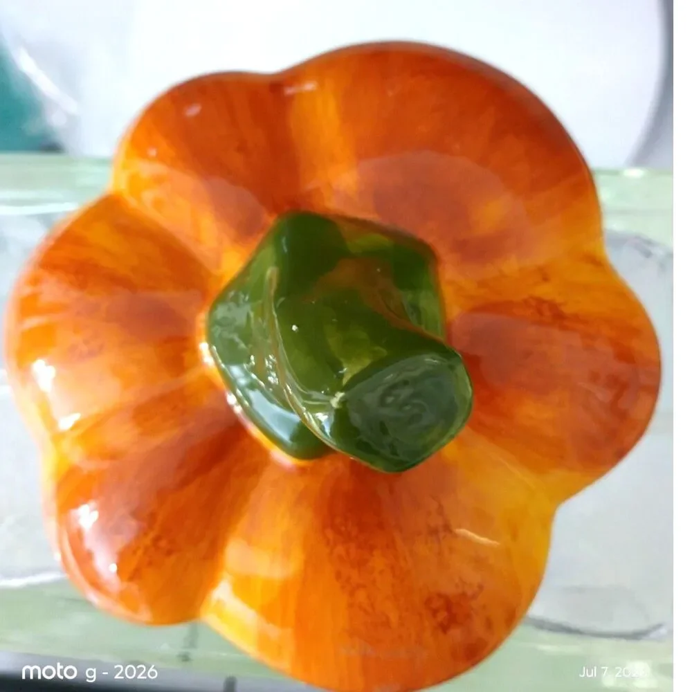 Tien Hsing Int'l Trading Company LTD Ceramic Pumpkin Candy Corn Holder~VTG~